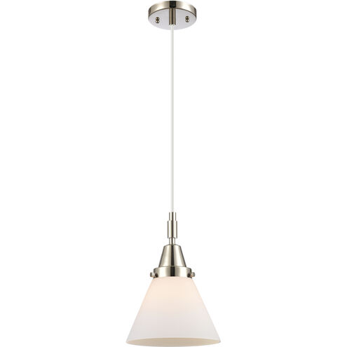 Downtown Urban Cone 1 Light 7.75 inch Polished Nickel Mini Pendant Ceiling Light in Matte White