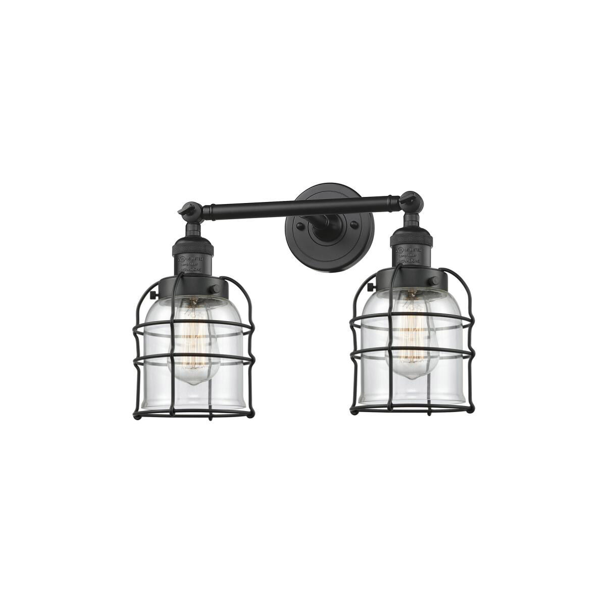 Franklin Restoration Small Bell Cage LED 16 inch Matte Black Bath Vanity Light Wall Light in Clear Glass, Franklin Restoration
