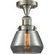Franklin Restoration Fulton 1 Light 7 inch Brushed Satin Nickel Semi-Flush Mount Ceiling Light in Plated Smoke Glass, Franklin Restoration