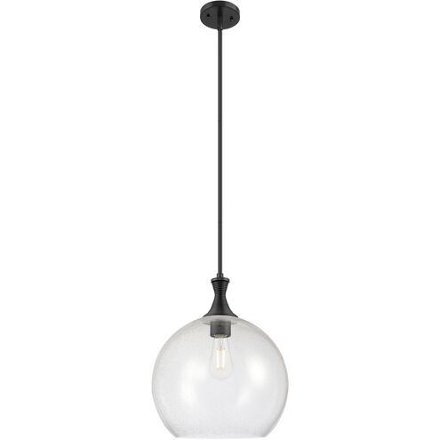 Astor 1 Light 14 inch Matte Black Pendant Ceiling Light in Seedy Glass