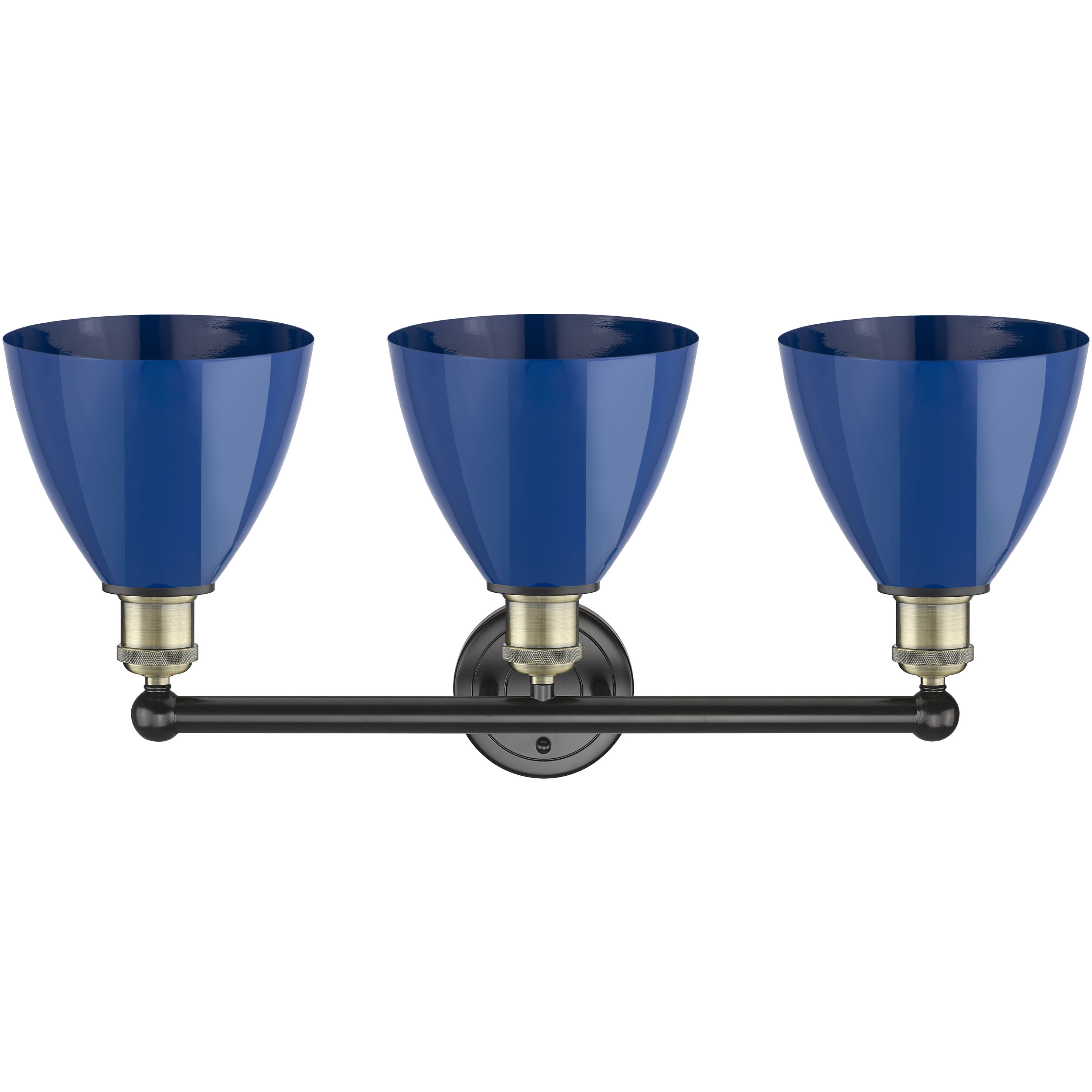 Plymouth Dome 3 Light 25.5 inch Black Antique Brass Bath Vanity Light Wall Light in Blue