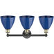 Plymouth Dome 3 Light 25.5 inch Black Antique Brass Bath Vanity Light Wall Light in Blue