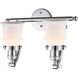 Franklin Restoration Small Canton 2 Light 18 inch Polished Chrome Bath Vanity Light Wall Light in Matte White Glass, Franklin Restoration