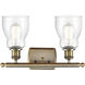 Ballston Ellery 2 Light 16 inch Antique Brass Bath Vanity Light Wall Light in Incandescent, Seedy Glass, Ballston