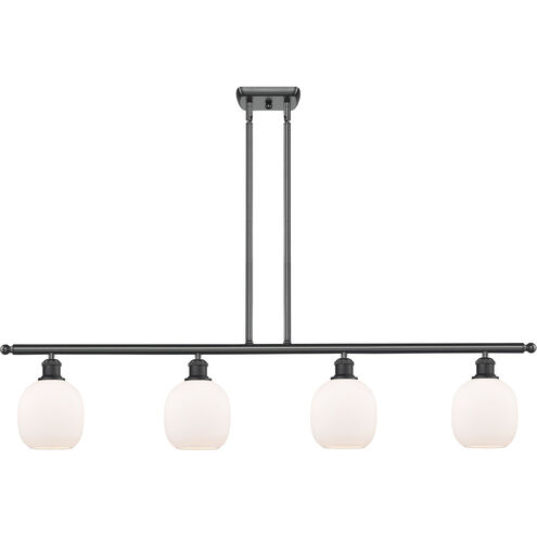 Ballston Belfast LED 48 inch Matte Black Island Light Ceiling Light in Matte White Glass, Ballston