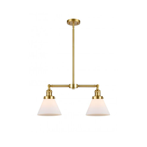 Franklin Restoration Large Cone LED 21 inch Satin Gold Chandelier Ceiling Light in Matte White Glass, Franklin Restoration