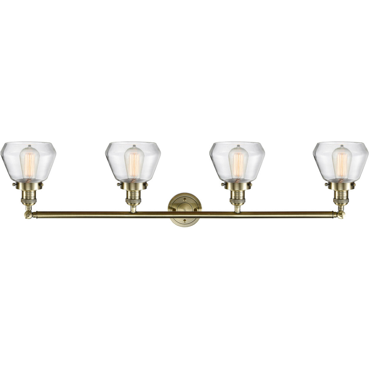 Franklin Restoration Fulton LED 43 inch Antique Brass Bath Vanity Light Wall Light in Clear Glass, Franklin Restoration