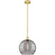 Edison Athens Deco Swirl 1 Light 13.75 inch Satin Gold Stem Hung Pendant Ceiling Light