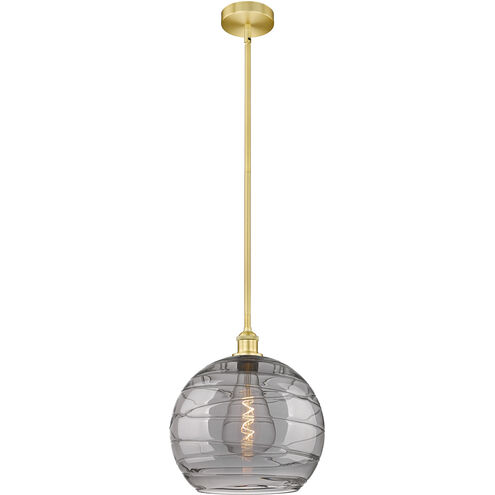 Edison Athens Deco Swirl 1 Light 13.75 inch Satin Gold Stem Hung Pendant Ceiling Light