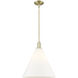 Arcadia Berkshire Glass 1 Light 16 inch Antique Brass Mini Pendant Ceiling Light in Matte White