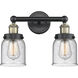 Bell 2 Light 15.5 inch Black Antique Brass Bath Vanity Light Wall Light in Seedy