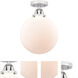 Nouveau 2 Beacon 1 Light 10 inch Polished Chrome Semi-Flush Mount Ceiling Light in Matte White Glass