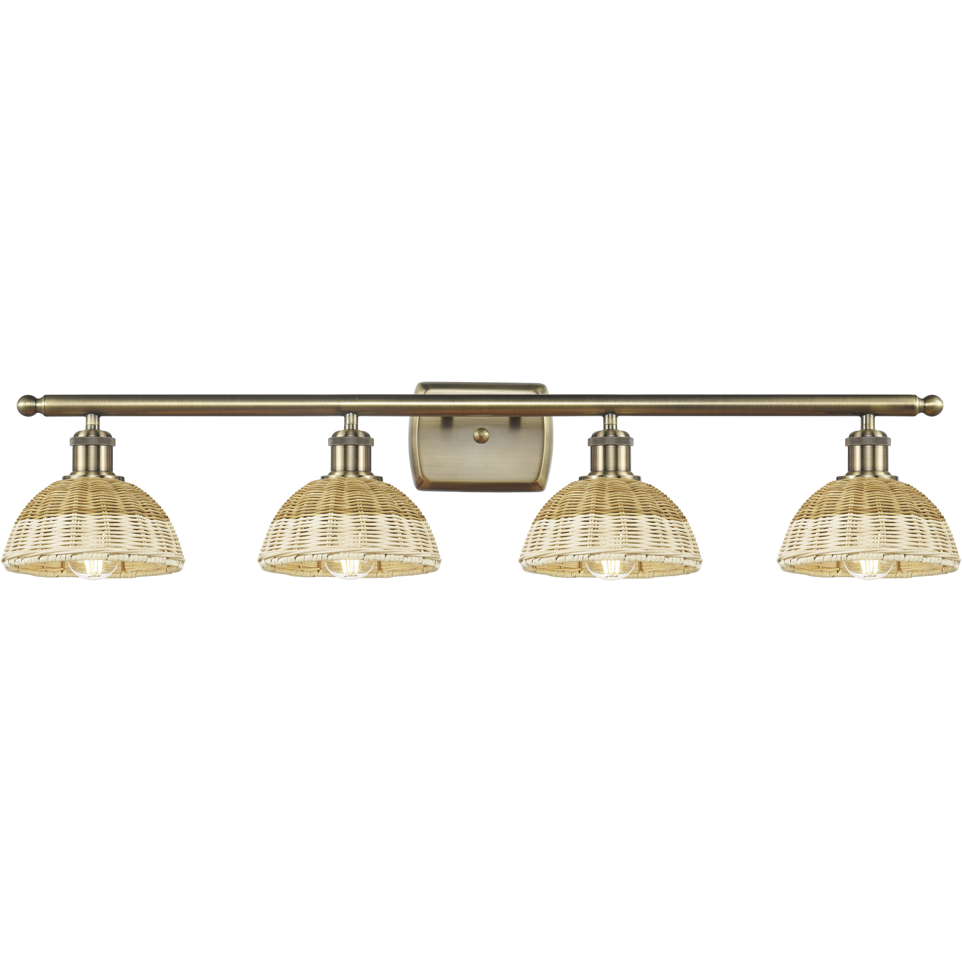 Ballston Bristol Natural II 4 Light 37.5 inch Antique Brass Bath Vanity Light Wall Light