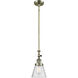 Franklin Restoration Cone LED 6 inch Antique Brass Mini Pendant Ceiling Light in Seedy, Franklin Restoration