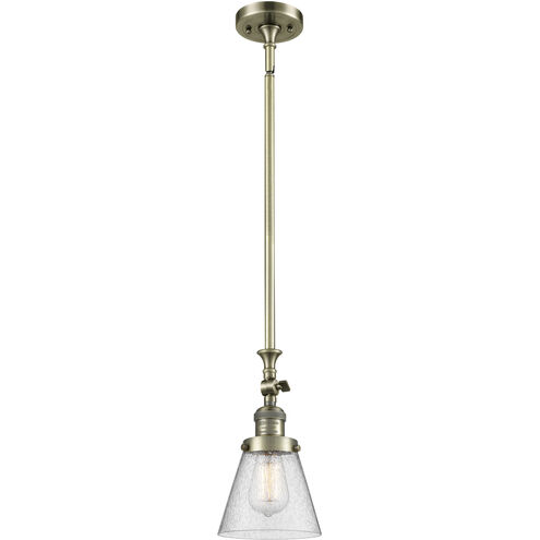 Franklin Restoration Cone LED 6 inch Antique Brass Mini Pendant Ceiling Light in Seedy, Franklin Restoration
