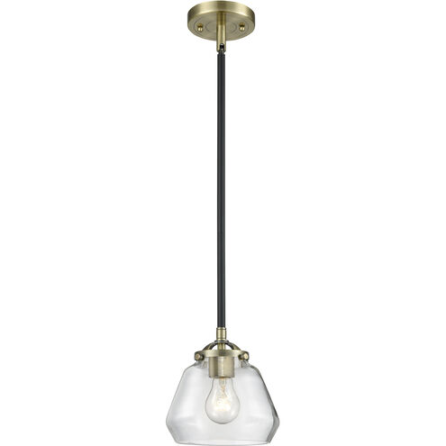 Nouveau Fulton LED 7 inch Oil Rubbed Bronze Mini Pendant Ceiling Light in Clear Glass, Nouveau