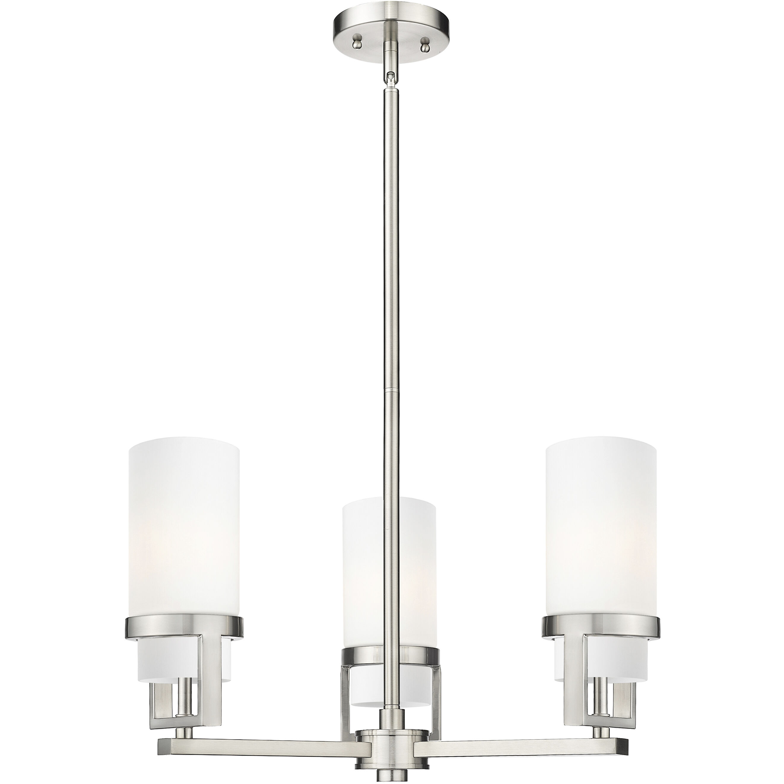 Utopia 3 Light 21.5 inch Matte Black Pendant Ceiling Light in Matte White  Glass