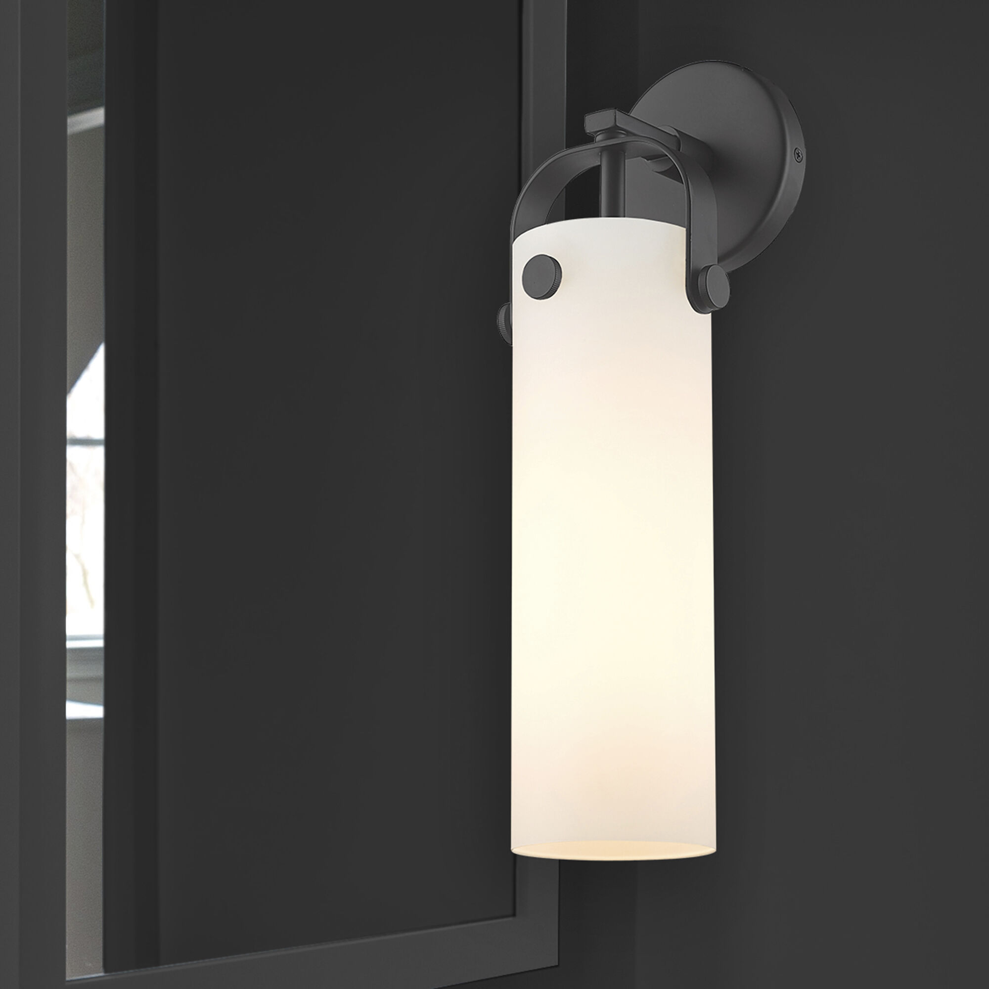Downtown Urban Pilaster Armed Sconce Wall Light in Matte Black, Matte White