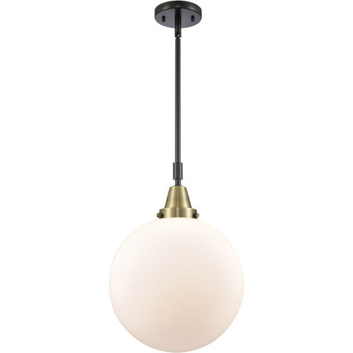 Franklin Restoration Beacon LED 12 inch Black Antique Brass Mini Pendant Ceiling Light in Matte White Glass