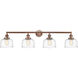 Franklin Restoration Bell LED 44 inch Antique Copper Bath Vanity Light Wall Light in Clear Deco Swirl Glass