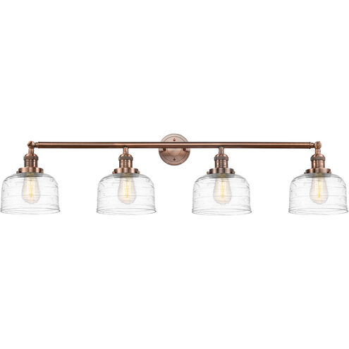 Franklin Restoration Bell LED 44 inch Antique Copper Bath Vanity Light Wall Light in Clear Deco Swirl Glass