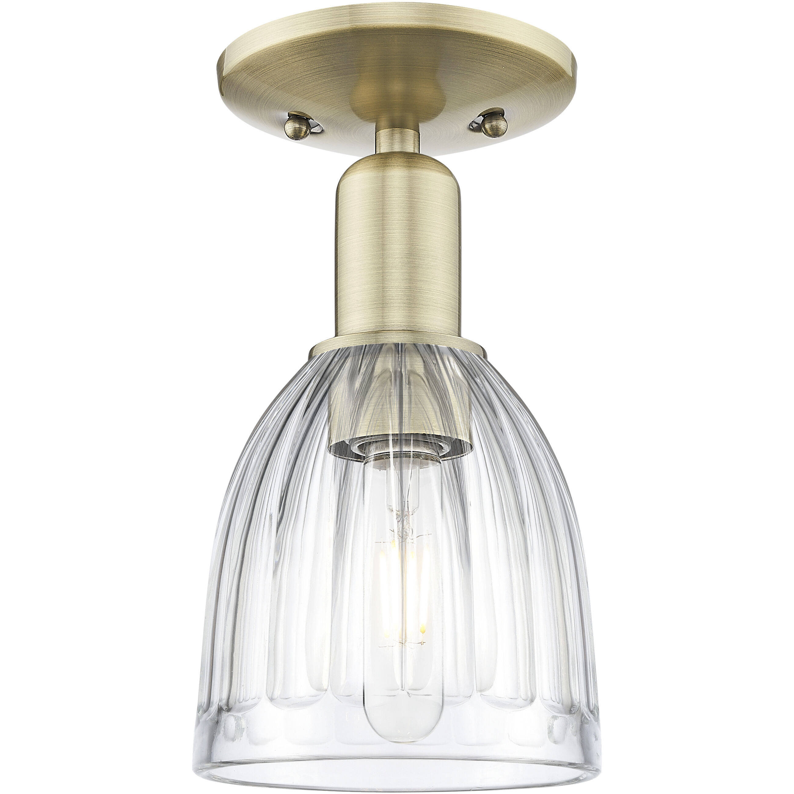 Arcadia Brookfield 1 Light 5.75 inch Antique Brass Semi-Flush Mount Ceiling Light in Clear