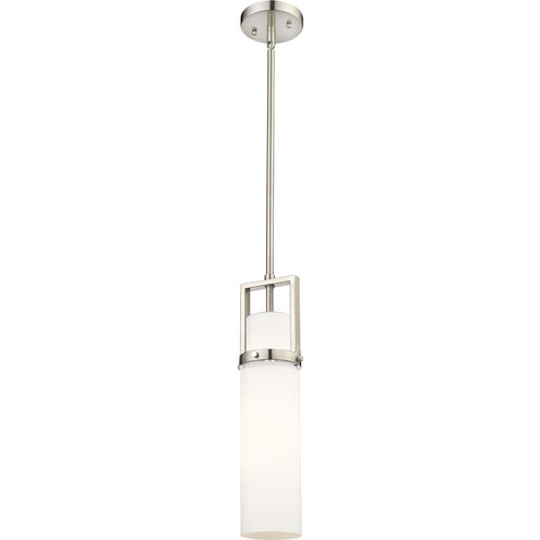 Utopia 1 Light 4.25 inch Satin Nickel Pendant Ceiling Light in Matte White Glass