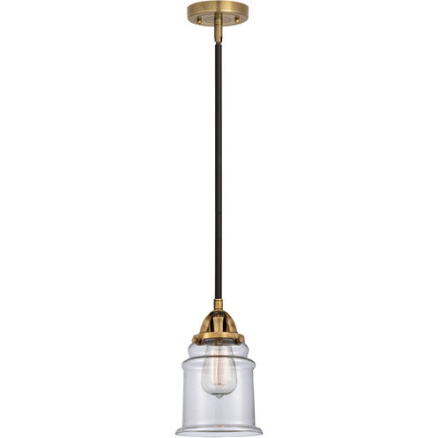 Nouveau 2 Canton LED 6 inch Black Antique Brass and Matte Black Mini Pendant Ceiling Light in Clear Glass