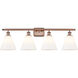 Ballston Ballston Cone 4 Light 38 inch Antique Copper Bath Vanity Light Wall Light in Matte White Glass