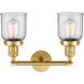 Franklin Restoration Small Bell LED 16 inch Satin Gold Bath Vanity Light Wall Light in Clear Glass, Franklin Restoration
