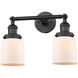 Franklin Restoration Small Bell 2 Light 5 inch Matte Black Bath Vanity Light Wall Light in Matte White Glass, Franklin Restoration