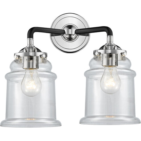Nouveau Canton LED 14 inch Black Polished Nickel Bath Vanity Light Wall Light in Clear Glass, Nouveau
