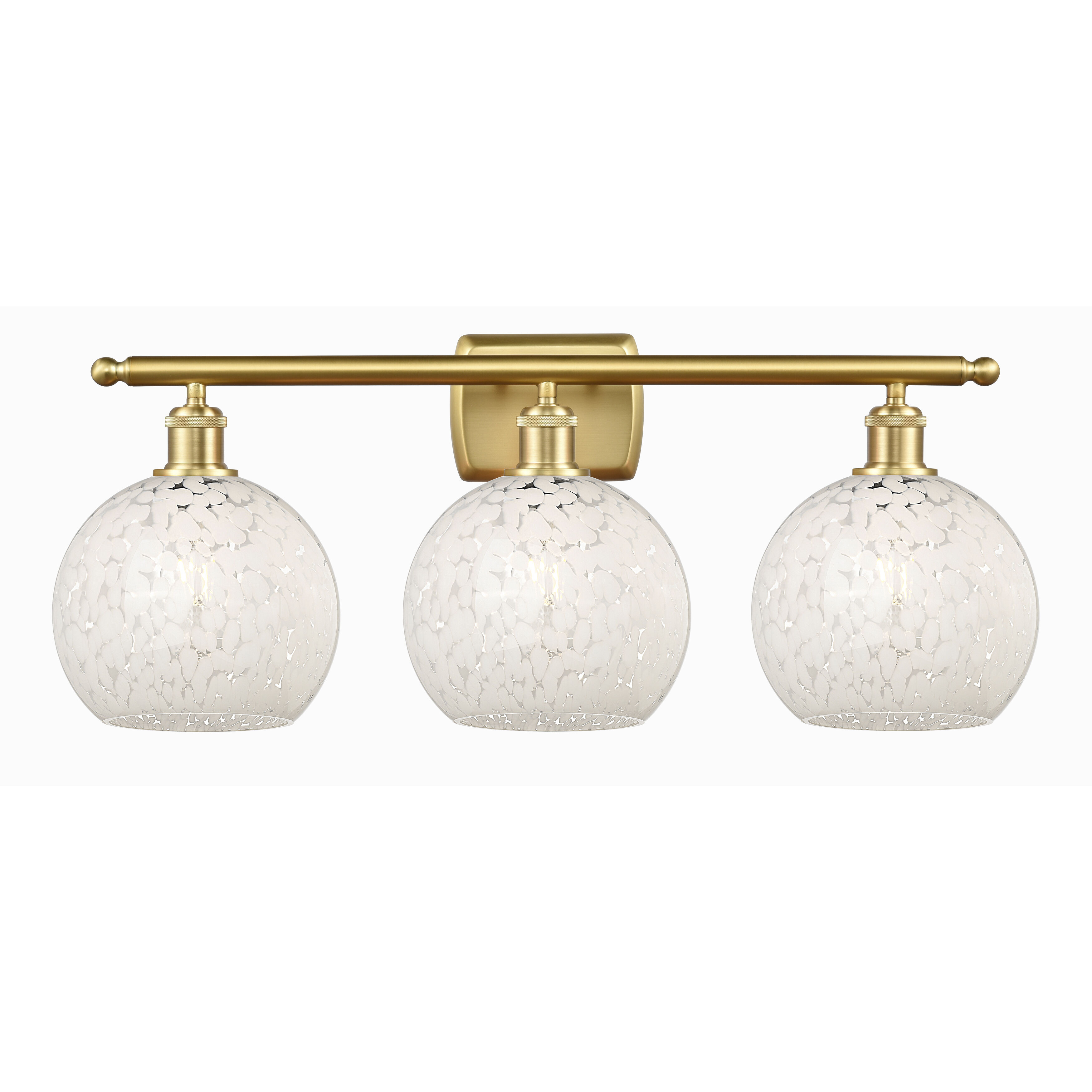 Ballston White Mouchette 3 Light 28 inch Satin Gold Bath Vanity Light Wall Light