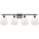 Ballston Athens 4 Light 36 inch Matte Black Bath Vanity Light Wall Light in Matte White Glass, Ballston