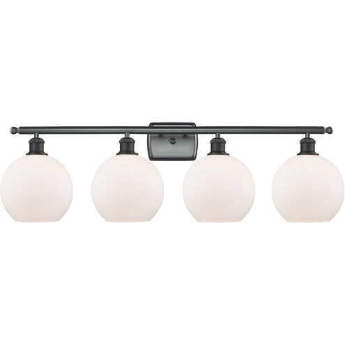 Ballston Athens 4 Light 36 inch Matte Black Bath Vanity Light Wall Light in Matte White Glass, Ballston