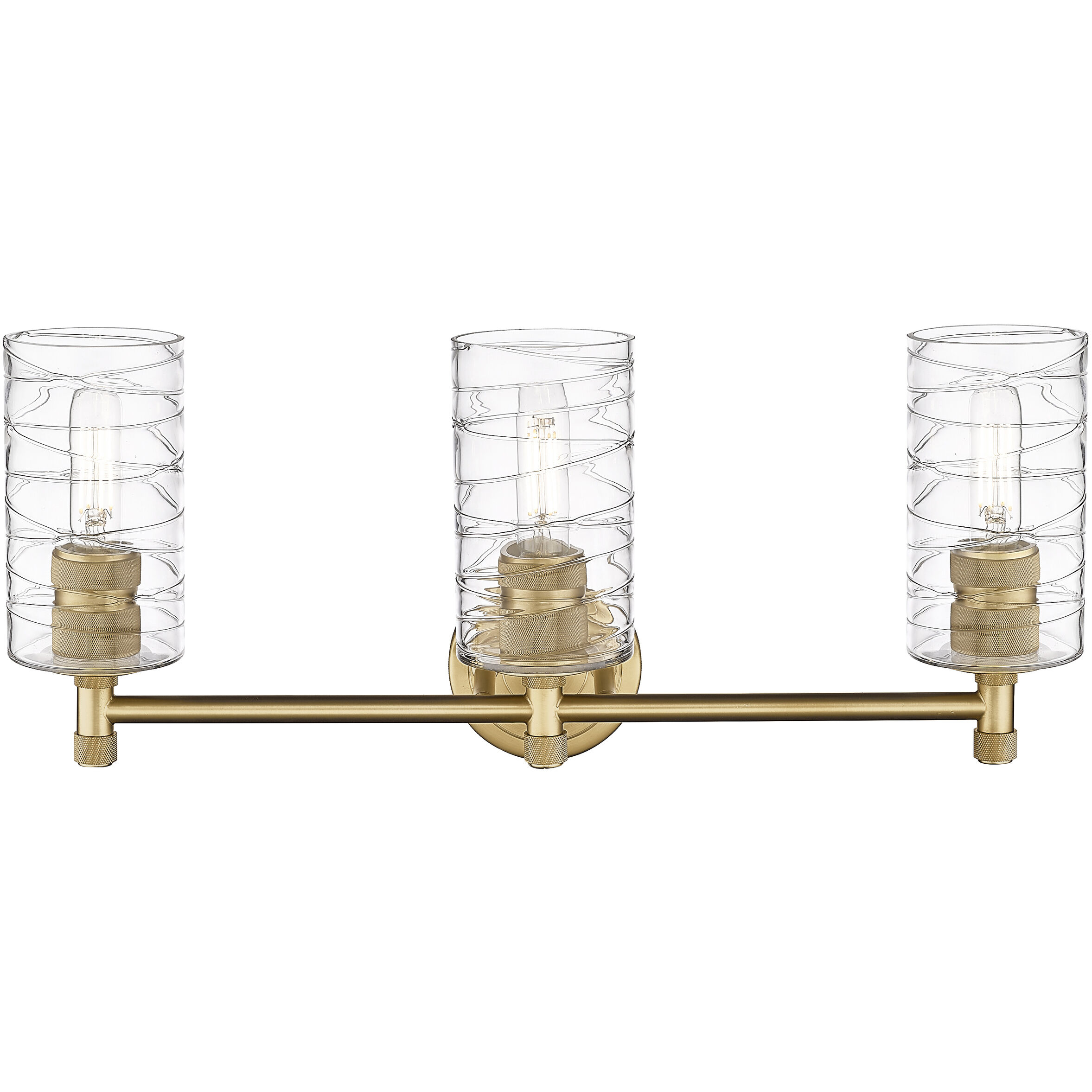 Downtown Urban Crown Point 3 Light 23.88 inch Brushed Brass Bath Vanity Light Wall Light in Deco Swirl