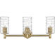 Downtown Urban Crown Point 3 Light 23.88 inch Brushed Brass Bath Vanity Light Wall Light in Deco Swirl