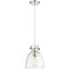Downtown Urban Newton Bell 1 Light 8 inch Polished Nickel Pendant Ceiling Light in Clear