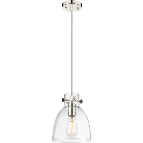 Downtown Urban Newton Bell 1 Light 8 inch Polished Nickel Pendant Ceiling Light in Clear