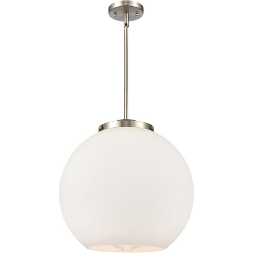 Ballston Athens 1 Light 15.75 inch Brushed Satin Nickel Pendant Ceiling Light in Incandescent, Matte White