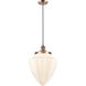 Franklin Restoration Bullet 1 Light 12 inch Antique Copper Mini Pendant Ceiling Light in Incandescent, Matte White