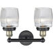 Colton 2 Light 15 inch Black Antique Brass and Clear Halophane Bath Vanity Light Wall Light