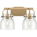 Pilaster II Bell 2 Light 17 inch Brushed Brass Bath Vanity Light Wall Light in Clear Glass