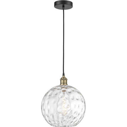 Athens Water Glass 1 Light 12 inch Black Antique Brass Mini Pendant Ceiling Light in Clear Water Glass