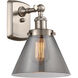 Ballston Large Cone 1 Light 8 inch Brushed Satin Nickel Sconce Wall Light in Plated Smoke Glass, Ballston