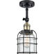 Franklin Restoration Small Bell Cage LED 6 inch Black Antique Brass Sconce Wall Light in Clear Glass, Franklin Restoration