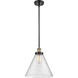 Ballston X-Large Cone LED 8 inch Black Antique Brass Pendant Ceiling Light in Seedy Glass