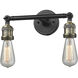 Franklin Restoration Bare Bulb 2 Light 11 inch Black Antique Brass Bath Vanity Light Wall Light, Franklin Restoration