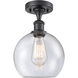 Ballston Athens 1 Light 8 inch Matte Black Semi-Flush Mount Ceiling Light in Seedy Glass, Ballston