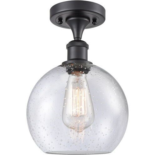 Ballston Athens 1 Light 8 inch Matte Black Semi-Flush Mount Ceiling Light in Seedy Glass, Ballston